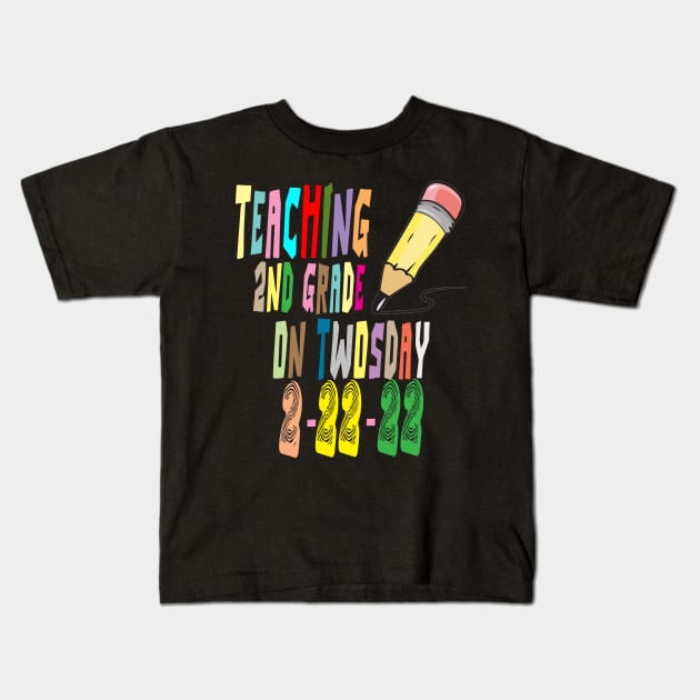 Twosday 2022, Teaching 2nd Grade On Twosday 2-22-22 Kids T-Shirt by Darwish